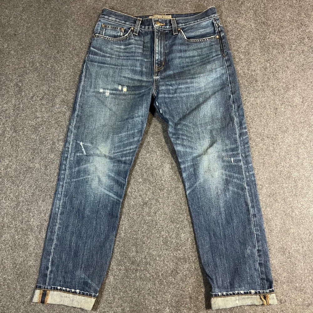 Point Sur Denim J.Crew Women 28 High Rise Straight Leg Blue Distressed Jeans USA
